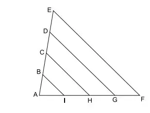 Na figura a seguir, AE = 8,5 cm, EF = 12 cm e AF = 10 cm