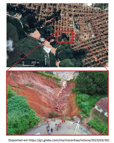 A imagem de satélite e a foto retratam fenômeno que aconteceu em Buriticupu, no oeste maranhense