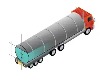 O reservatório de um caminhão-pipa tem a forma de um cilindro circular reto com eixo horizontal e dimensões internas de 6 metros de comprimento e 2 metros de diâmetro